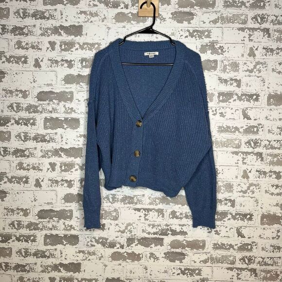 American Eagle | women blue knitted cardigan sweater - Picture 8 of 10